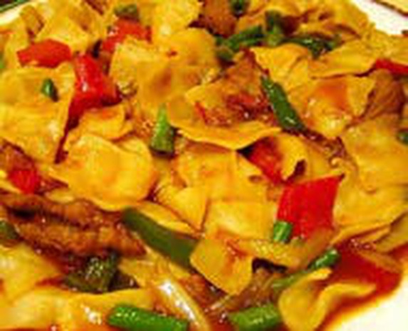 Fried Wide Noodle Pieces